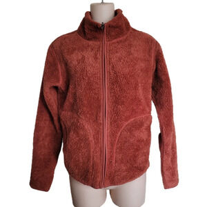 Soho Sport Reversible Burnt Orange Zip Up Sherpa Jacket Size Women's Small